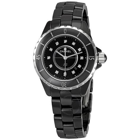 Chanel J12 Diamonds Black Ceramic Ladies Watch H1625